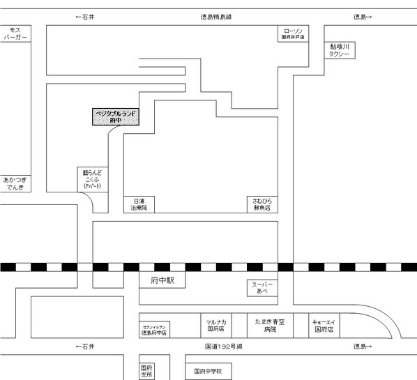 ベジタブルランド府中への簡易地図です。