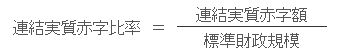 連結実質赤字比率＝標準財政規模分の連結実質赤字額