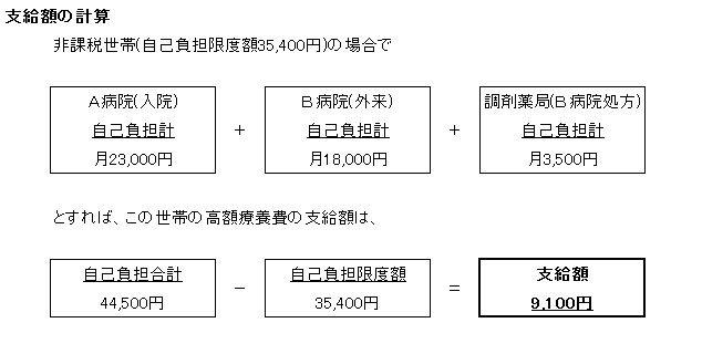 A病院（入院）自己負担計月23,000円＋B病院（外来）自己負担計月18,000円＋調剤薬局（B病院処方）自己負担計月3,500 円