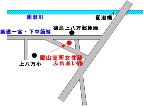 眉山支所女性部ふれあい市の地図画像（外部サイト）