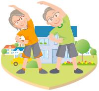 体操をしている老夫婦の画像
