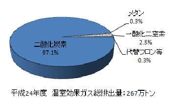 温室効果ガス排出量の内訳の円グラフ