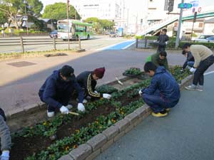 花を植えている写真