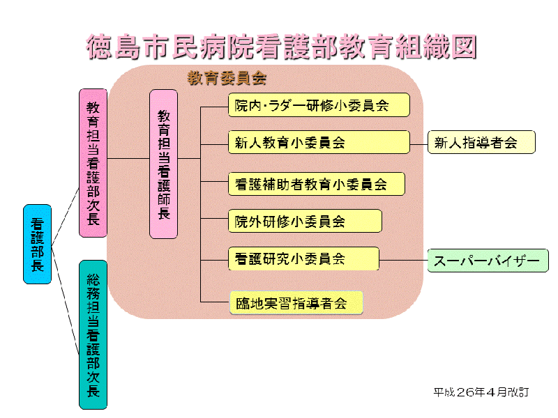 徳島市民病院看護部教育組織図の拡大画像