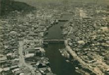 春日橋、新町橋、両国橋を上空から見た写真